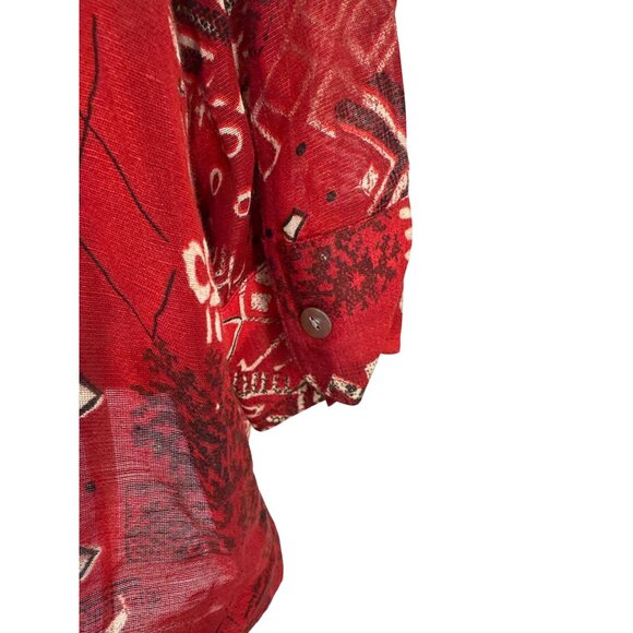 Chicos Design Womens Red Geometric Button-Front Shirt Size 3 US XL - Picture 5 of 8